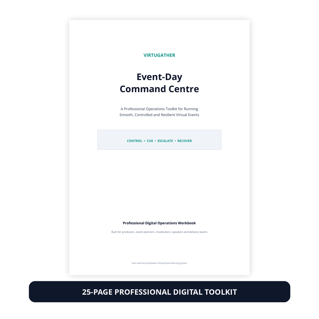 VirtuGather Event-Day Command Centre 25-page digital toolkit